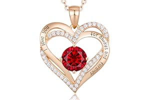 CDE Kette Damen 925 Sterling Silber Rosegold Forever Love Herz Geburtsstein Anhänger Halskette für Frauen Schmuck Geburtstags Geschenk für Sie Freundin Weihnachten Valentinstag Muttertags