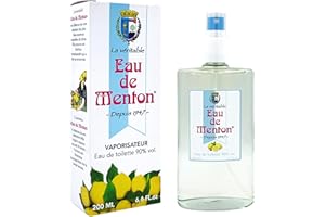 PRESTIGE DE MENTON Eau de Menton – Eau de Toilette Citron – Notes d'Agrumes – Parfum Naturel Mixte Vegan, Fraîcheur Légère – Fabriqué en France (200ml)