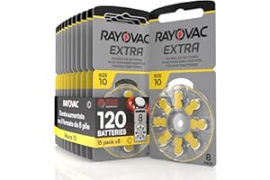 UDIVITA 120 Hearing Aid Batteries Size 10 Rayovac Extra - 15 Blisters of 8 Batteries