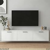 Duvar Tipi TV &Uuml;nitesi, Beyaz, 3 Kapaklı B&ouml;lmeli, Modern Tasarım (150 * 30 * 30 CM)