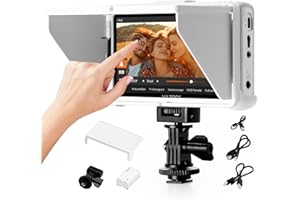 VILTROX DC-V1 Touchscreen Kamera Field Monitor 5,5 Zoll DSLR Kamera Monitor mit 400 Nit, 1920x1080 IPS HD-Video Peaking Focus, 4K HDMI Loop In/Out, 160° Weitwinkel, 3D Lut, Sonnenschutzhaube, Akku
