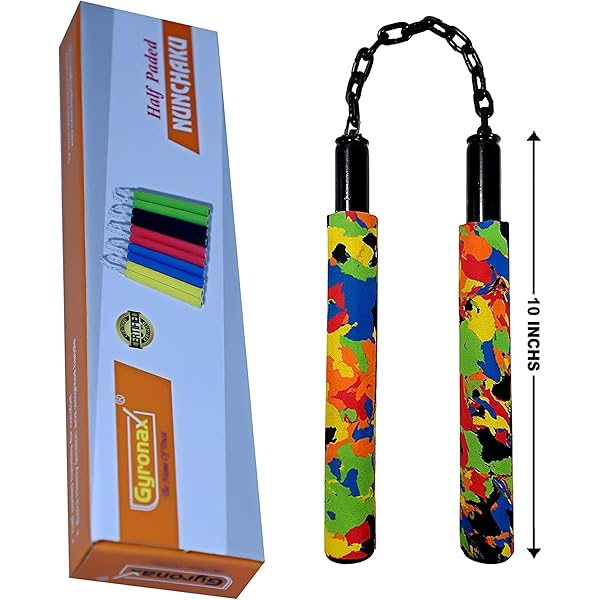 Gyronax Green Half Foam Padded Nunchaku Handle 10 and 9-inch Metal