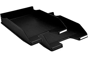 Exacompta 113014SD Zestaw 2 tac na dokumenty Combo Midi Eco z tworzywa sztucznego z recyklingu na format A4 – kuweta na dokumenty – wytrzymała i sztaplowana – certyfikat Błękitny Anioł – czarne