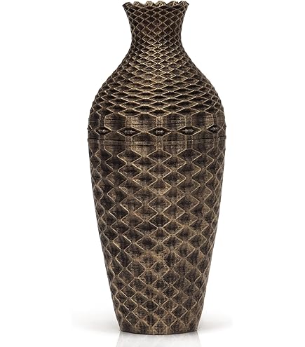 Decoratieve vaas terracotta wit/bruin 37 cm BURSA