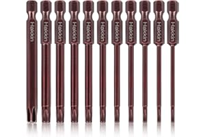 Hakkin Torx Bit Set 11Pcs 75mm Tamper Proof Torx Security Bits Premium S2 Steel Redness Treatment Magnetic Screwdriver Bits 1/4” Hex Shank for Power Hand Tools T6 T7 T8 T9 T10 T15 T20 T25 T27 T30 T40