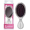 Majestique Mini Pocket Detangling Hair Brush, Soft Ball Tipped Nylon Pin Handheld Massage Paddle Hair Comb for Adults & Kids All Hair Types Mini Travel Detanglers (Color May Very) Multicolor