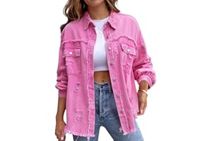 HOTIAN Damen Jeansjacke jeansjacken für damen übergangsjacke damen Vintage Jean Mantel Übergangs Ripped Denim Jacken
