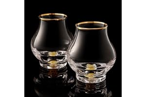 【Nouveau design 2025】DUJUST Ensemble de 2 verres à dégustation élégants et incurvés (205 ml),verres à whisky en cristal avec paillettes d'or 24 carats,verres de luxe pour brandy,sans BPA et sans plomb