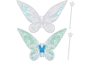 Goenb Lot de 2 paires d'ailes de fée pour adultes et enfants - Ailes de fée pour femme et adulte - Costume de carnaval - Pour carnaval, anniversaire, Halloween, Noël, jeux de rôle - Comic Con à thème