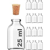 Afracam Şeffaf 25 ml / 25 cc Mantar Tıpalı Boş Cam Şişe 12 Adet