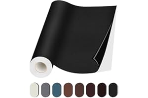 MICTER Leder Patch Selbstklebend, 40 x 300cm Kunstleder Selbstklebend, Leder Reparatur Kit für Möbel, Sofa, Autositze, Taschen, Leder Reparatur und Renovierung (Schwarz)
