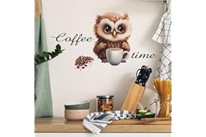 ‎COVPAW COVPAW Wandtattoo Kaffee Eule Wandaufkleber Cafe Küche Cafe Wohnzimmer Büro Wandbild Kaffee Laden Restaurant Wanddekoration