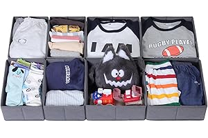 LAJIAKE 8er Set Schubladen Organizer passend für PAX Kleiderschrank 100×58 cm – Faltbar Schubladeneinsatz für Kleidung & Kinderkleidung, modulares Design, stabil, Grau