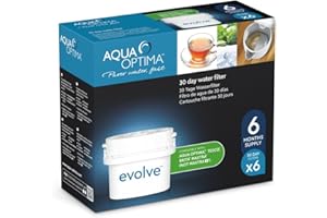 Aqua Optima Evolve - Lot pour 6 mois , 6 x filtres à eau 30 jours - compatible avec *BRITA Maxtra (pas *Maxtra+) - EVS602