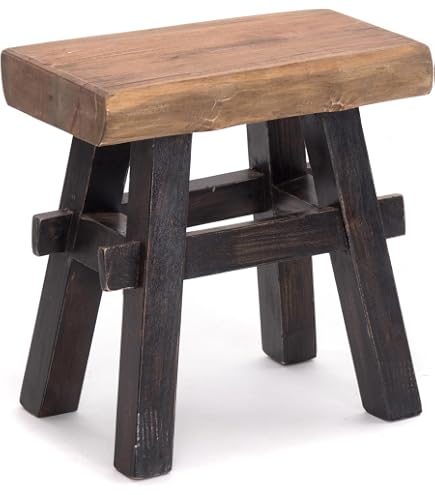 Tabouret En Bois Recyclé Madero - Design Rustique 48x30x30 Cm - Parfait Pour Salon Et Décoration