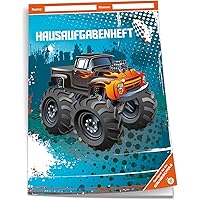 Trötsch Verlag 201942N - Hausaufgabenheft DIN A5 für die Grundschule, Monstertruck, 96 Seiten, mit extra starkem…