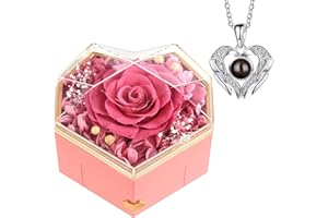 GOICC Ewige Rose Infinity Rosen mit Kette Konservierte Echte Rosen Schmuck Box Mama Oma Freundin Hochzeitstag Geburtstag Geschenke Für Frauen