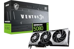 MSI RTX 5080 16G Ventus 3X OC Plus Gaming Graphics Card (16GB GDDR7, 256-bit, Extreme Clock TBD MHz, DisplayPort x 3 2.1a, HDMI 2.1b, NVIDIA Blackwell Architecture)