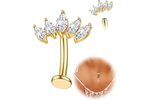 KRFY Navelpiercing titan guld silver allergivänlig navelpiercing 14G navelpiercingar hjärta blomma fjäril boll internt flytan