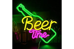 Looklight Beer Time neonowy znak, pasek, neonowy znak świetlny, żółty neonowy znak LED, do dekoracji ściennej, zasilany przez USB, neonowy znak, do baru, klubu, pokoju gier, domu, na ślub, urodziny,