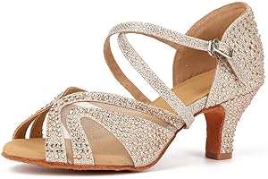 Syrads Damen Standard & Latein Tanzschuhe Salsa Tango Walzer Bachata Kizomba Modern Tanzschuhe mit Strasssteinen 1050