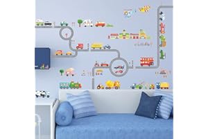DECOWALL DAT-1404P1405 Droga i transport Naklejki ścienne dla dzieci Naklejki ścienne Peel and Stick Zdejmowane naklejki ścienne dla dzieci Przedszkole Sypialnia Salon