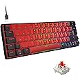 Snpurdiri Mechanical Keyboard 60% Wired Switch Red, Compact Gaming Keyboard Black and Red AZERTY Gaming Keyboard with 62 Keys
