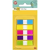 Post-it Index Small In a Plastic Dispenser, Assorted Bright Colours, 5 Packs of 20 Sticking Strips - To Mark, Highlight or Co