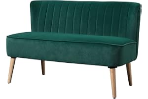 ‎HOMCOM HOMCOM Sofa 2 Sitzer Couch, Kleine Loveseat mit Samt-Optik Modern Polstersofa für Wohnzimmer, Schlafzimmer, kleinen Raum, Dunkelgrün 117 x 56,5 x 77 cm