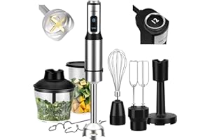 Vertenz Titan 60 Stabmixer Set 8 Funktionen 1500W, Handmixer mit Pürierstab und Multizerkleinerer, Smoothie Maker mit Becher 800ml und Zerkleinerer 600ml, Edelstahlmesser mit Titanbeschichtung