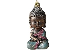 Zen'Light Baby Budha - Zen and Feng Shui Decoration - For a Relaxing and Spiritual Atmosphere - Gift Idea Budha Lucky Charm - Height: 14 cm - Colour: Green and Brown