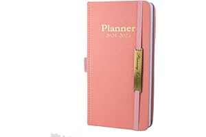 EARNING POWER Diary 2024-2025 - 18 Month A6 Diary from Jan. 2024 to Jun.2025 Mid Year, Pocket Week to View Diary, Weekly & Month Planner with Leather Cover, Pen Loop, Inner Pocket (Pink)