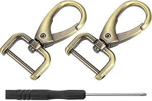 QUARKZMAN 2pz Girevole Chiusure Gancio 19mm(3/4") D Anello Staccabile Moschettone Gancio Metallo Moschettone Artiglio Chiusura Gancio con Cacciavite per Borsa Portachiavi Fai Da Te Bronzo