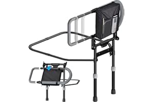 ‎LYRIFINE LyriFine Aufstehhilfe Bett Senioren, Faltbar Bettschutzgitter, Aufbewahrungstasche und höhenverstellbar Bettgitter Rausfallschutz, Ausziehbarer Griff Hilfsmittel für Senioren mit Bodenstütze Schwarz