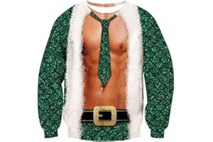 Belovecol Maglione Natalizio 3D da Uomo e Donna Felpa Divertente Maglione Natalizio a Maniche Lunghe Maglione Natalizio Brutto