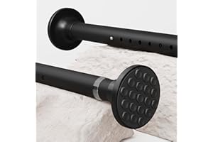 GDEVKHN Telescopic Pole no Drilling Shower Curtain Rail Anti-Slip Curtain Rods Shower Curtain Poles Extra Long 3M Tension Rods for Living Room, Bedroom, Bathroom, Balcony (190-360CM Φ32mm Black)