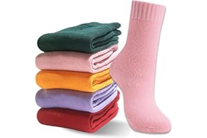 MOSOTECH 5 Pairs Thermal Womens Socks, Ladies Socks for Casual Daily, Comfortable Breathable Women's Winter Socks, UK Size 4~8