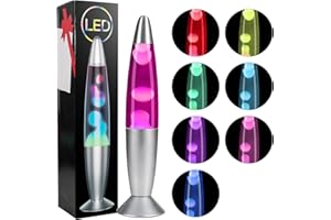 CELLUSTOP Lampe à Lave LED - Lampe Magma Décorative à Poser - Aluminium- Interrupteur - 20 Watts - 34 cm - 7 Couleurs Changeante Led