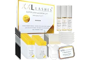 ‎XXL LASHES XXL Lashes Super Lash and Brow Lift Set 6.0, Wimpernlifting und Dauerwelle, Augenbrauenlaminierung, mit 20 luftgeschützten Sachets für längere Haltbarkeit, kurze Einwirkzeit, inkl. Anleitung, 56-tlg.