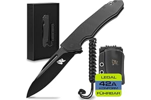 Wolfgangs CORVUS Zweihandmesser Klappmesser aus feinstem D2 Stahl - Legales Taschenmesser Klappmesser - Rebustes Outdoor Messer Survival - Klappmesser Outdoor inkl. Kydex Holster