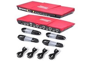 DP KVM Switch DisplayPort TESmart con 4 porte 5120x1440@60Hz 4K a 60Hz 4: 4: 4 Ultra HD Con porta USB 2.0 aggiuntiva supporta la scansione automatica e il controllo remoto IR - Rosso