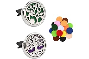 Dokeno Auto Aromatherapie Ätherisches Öl Diffusor 2 Stueck Autoduft Lufterfrischer Vent Clip Auto Lufterfrischer Vent Clip Medaillon mit 20 Stücke Refill Pads