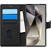 Microsonic Samsung Galaxy S24 Ultra i&ccedil;in Kılıf Fabric Book Wallet Siyah [Galaxy S24 Ultra ile Uyumlu Kılıf - Siyah]