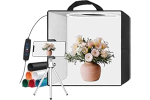 EMART Fotostudio Lichtbox, 30x30x30 cm Fotobox zum Fotografieren, Foto Studio Set 120 LED-Licht und 6 Wasserdichten Hintergründen für Produktfotografie, Schmuck und kleine Gegenstände