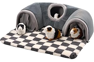 Avont Lettini per Guinea Pig, Tunnel di Rifugio in Peluche Morbido con Imbottitura in Schiuma, Tubo di Gioco per Animali Piccoli, Rifugio per Coniglietti, Cincillà, Hamster e Topi -Grigio