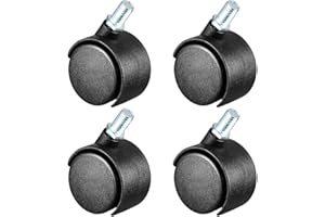 YOKIVE 4 Piezas de Ruedas de Nylon, Ruedas Gemelas Giratorias con Vástago Roscado, Ideales para Armarios Estantes Uso Diario, (Negro, 1.5 ")