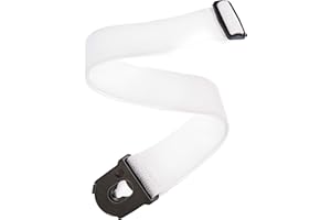 D'Addario Accessories Gitarrengurt mit Verschluss - E-Gitarrengurt, Akustikgitarrengurt, Bass-Gitarrengurt - Weiß