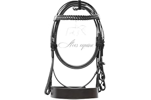 Aces Equine HUNTER BRIDLE BLACK WITH 2" NOSEBAND & 1" PLATED BROWBAND PREMIUM QUALITY (COB)