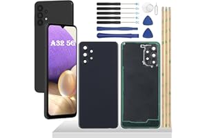 YHX-OU 6.5'' Copribatteria per Samsung Galaxy A32 5G SM-A326B SM-A326U Copri Batteria Sostituzione Posteriore Ricambio Posteriore Back Cover + Strumento di Installazione (Nero)