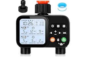 DOYFAY Water Timer 2 Outlets,Automatic Irrigation Timer with Rain Delay Auto&Manual Mode,Garden Lawn Irrigation System,IPX5 Waterproof Automatic Watering Hose Timers for Yard,Garden,Lawn Irrigation